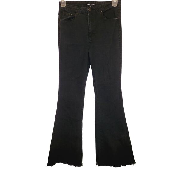 Almost Famous womens black flared leg raw hem jeans size 7 - Picture 1 of 10